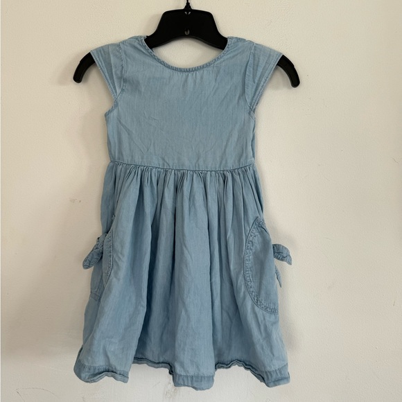 Mayoral Girls Chambray Dress, Soft, Bow Pockets, Size 7 , 122 CM - Picture 1 of 5